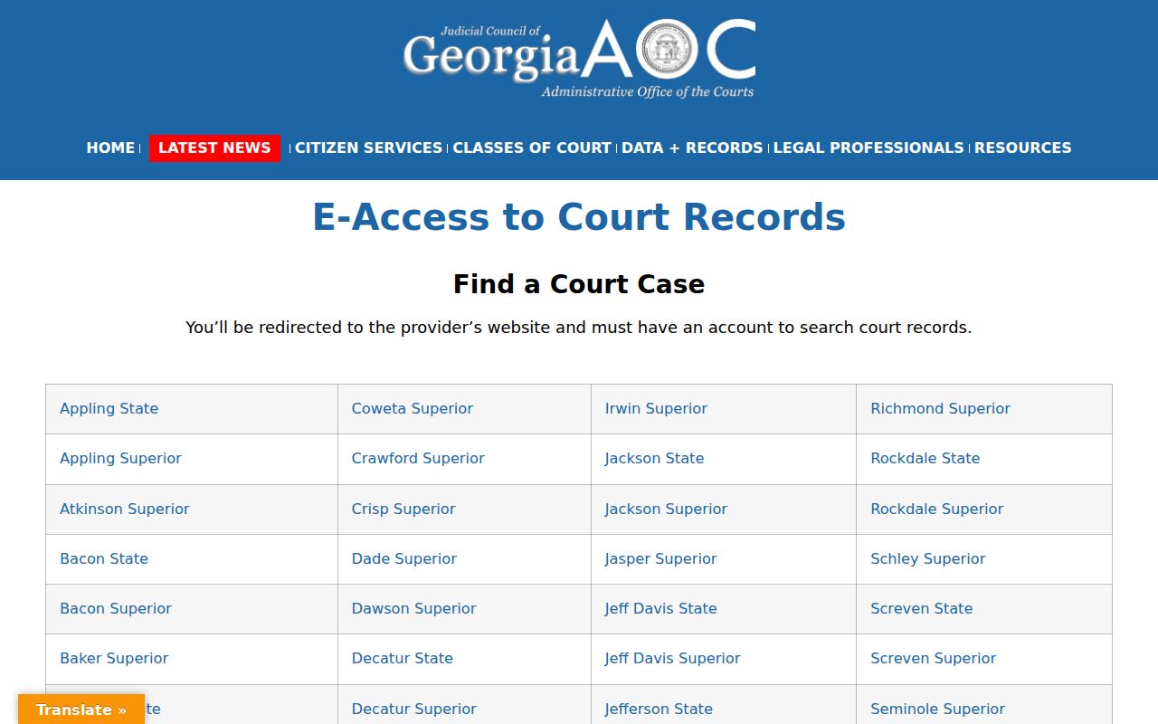 Cook County warrant lookup through Georgia court access information