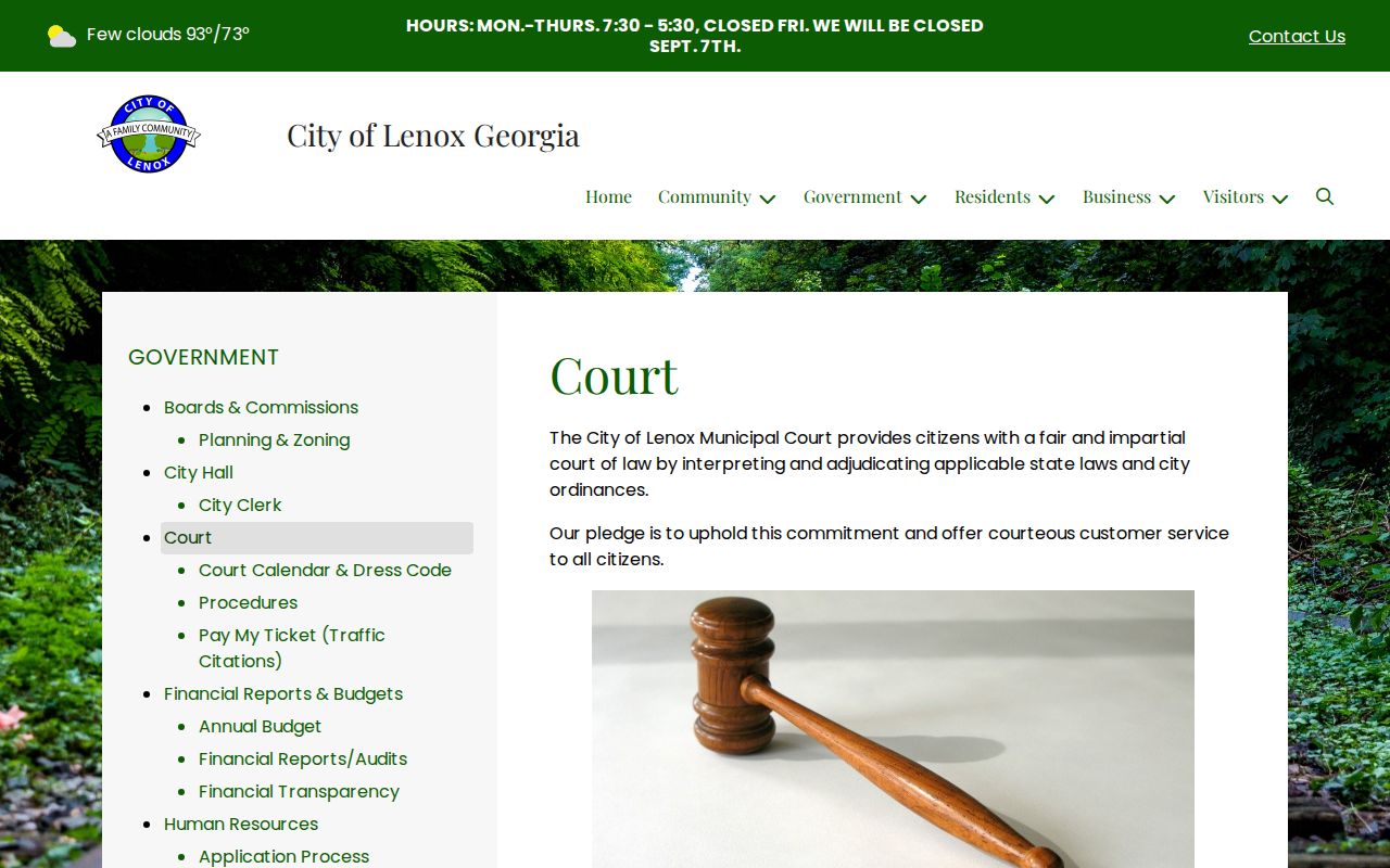 Official Lenox Municipal Court description