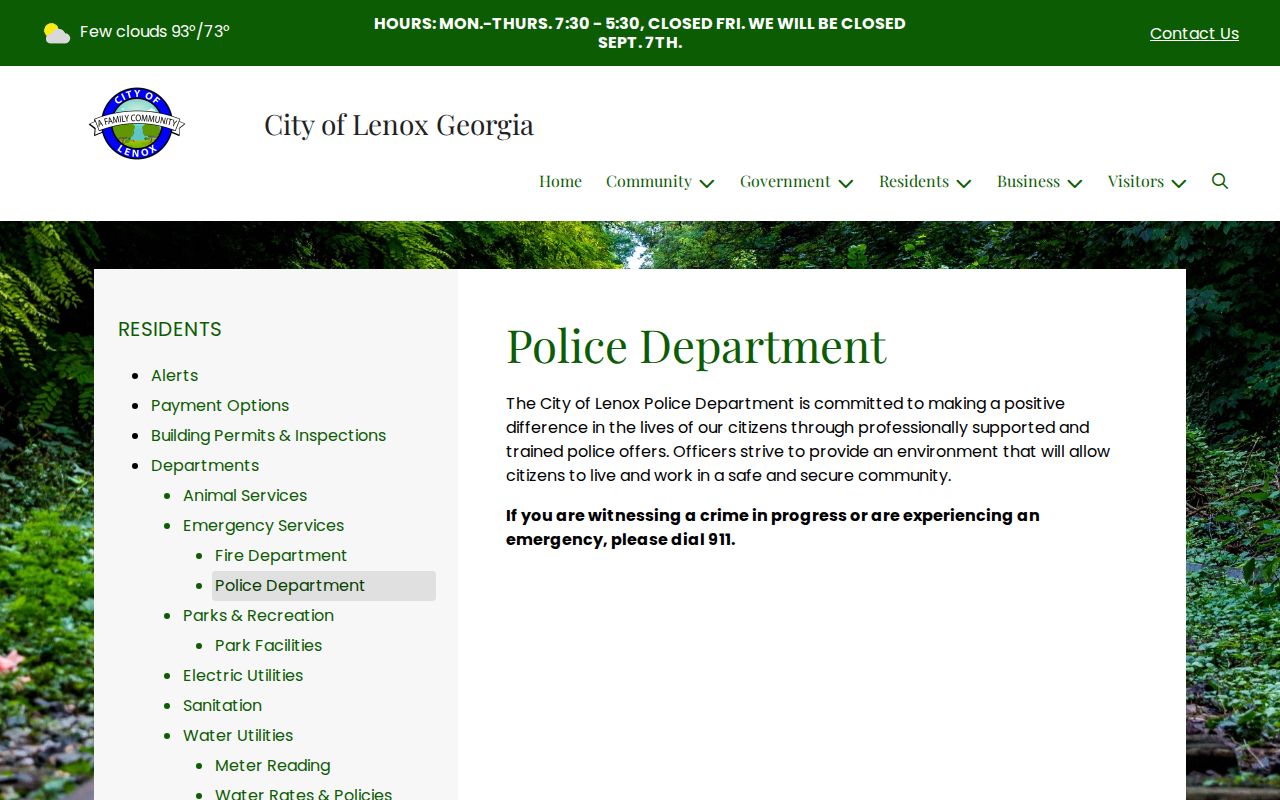 Official Lenox Police Department public-service page